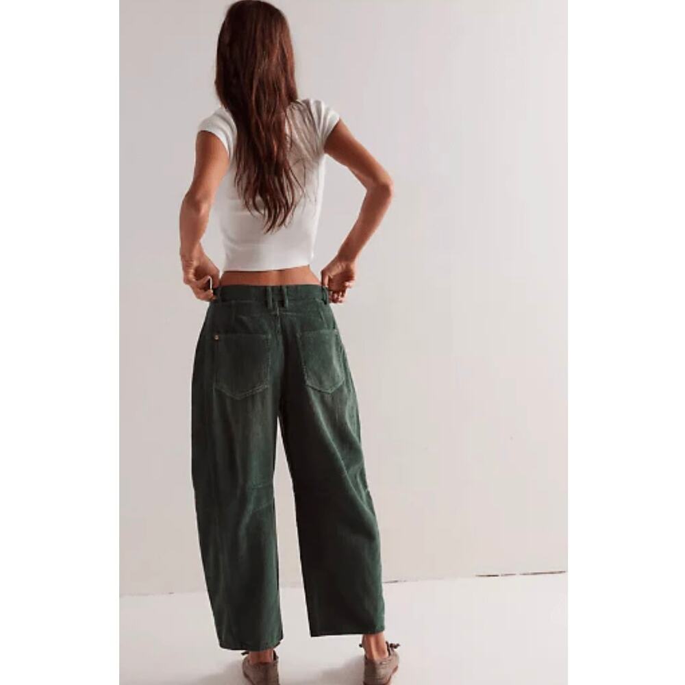 Free People Good Luck Mid Rise Cord Barrel Pants -Size 25- NWOT - Picture 3 of 10
